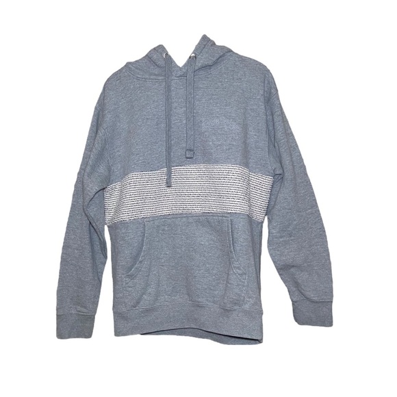 Grey Embroidered Hoodie Medium Dropped Shoulder Oversized Cotton Striped - Picture 1 of 5